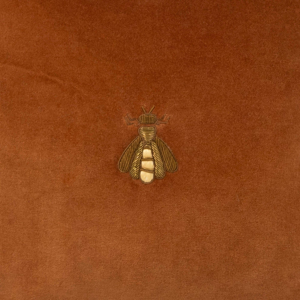 Golden Bee Silk Velvet Throw Pillow, 12" X 12" Chouchou Touch