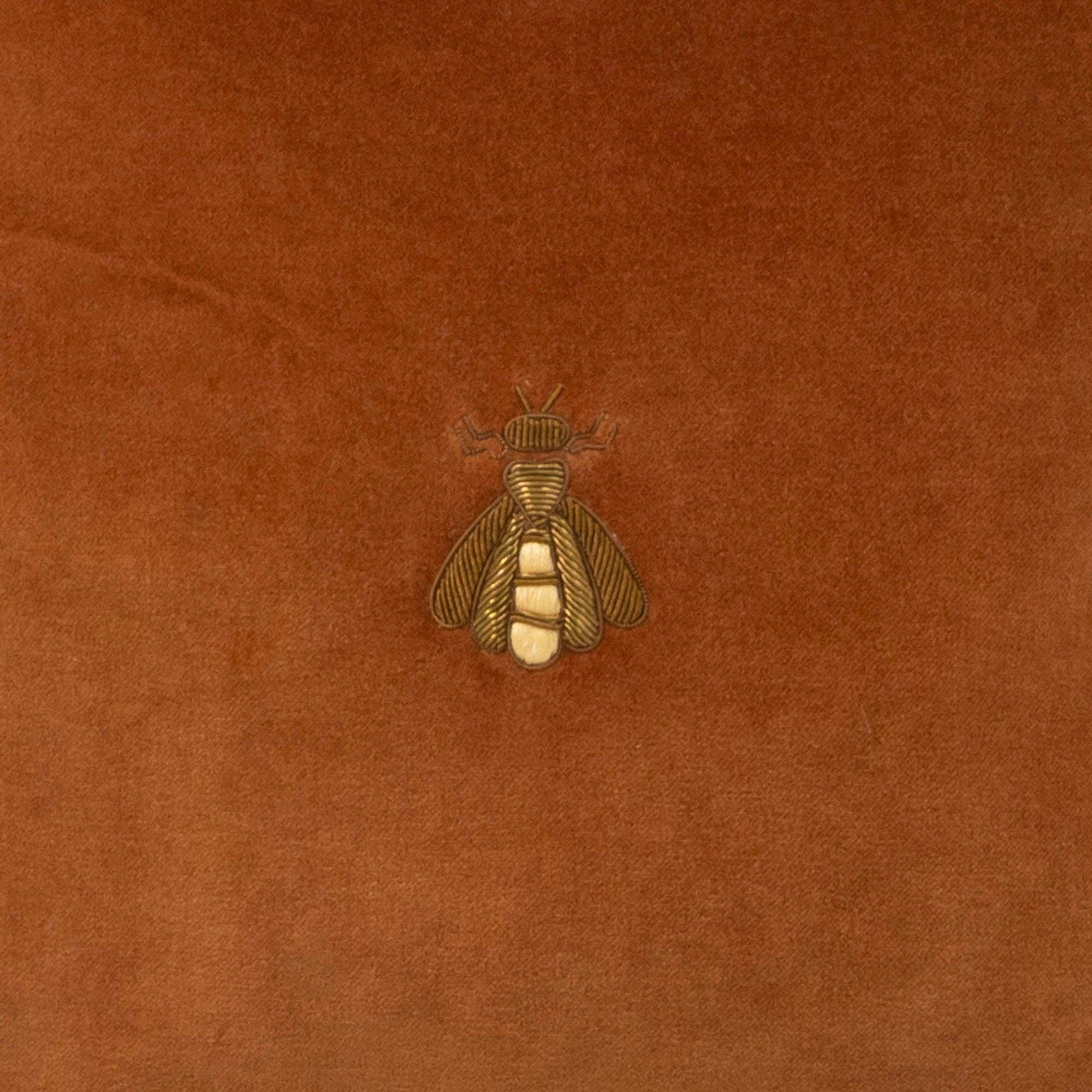 Golden Bee Silk Velvet Throw Pillow, 12" X 12" Chouchou Touch