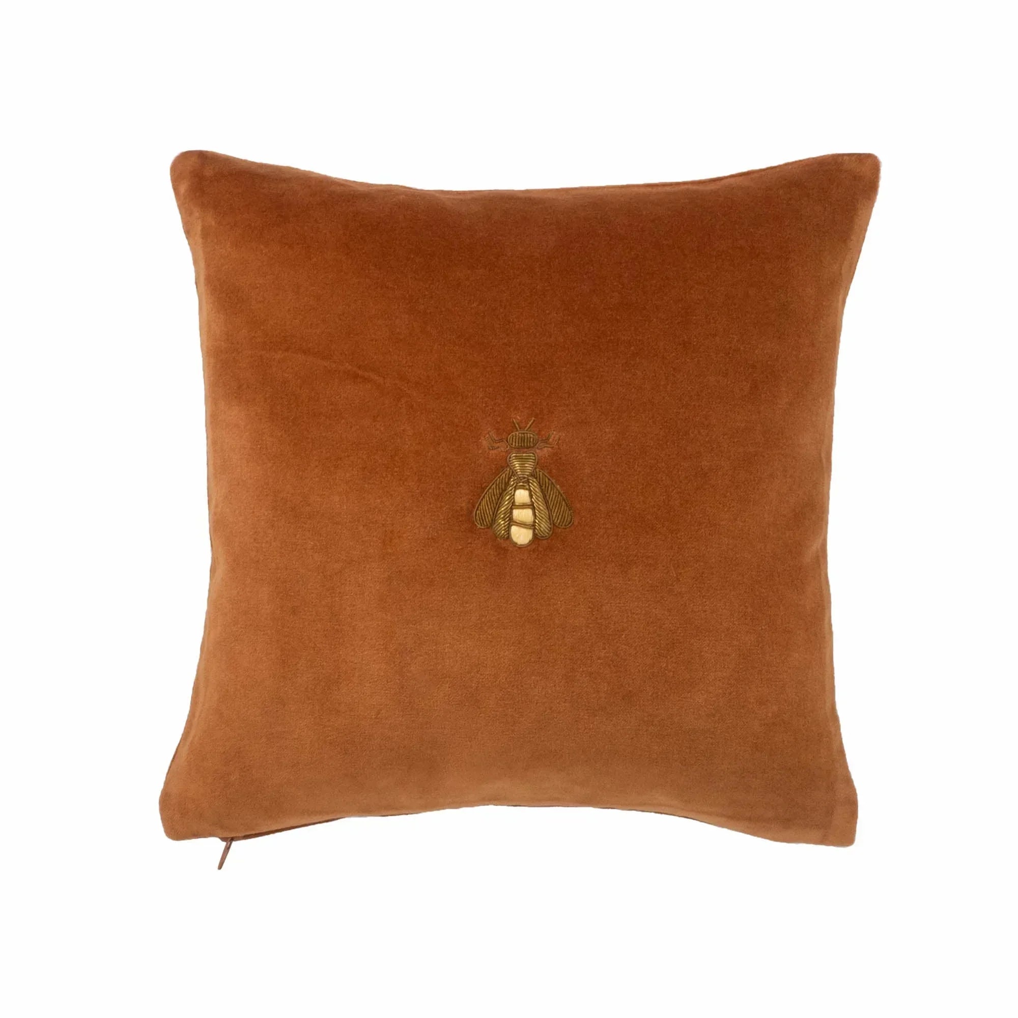 Golden Bee Silk Velvet Throw Pillow, 12" X 12" Chouchou Touch