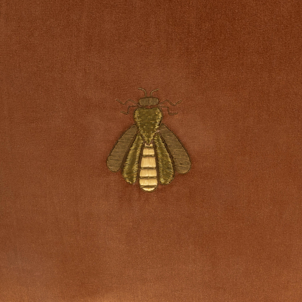 Golden Bee Silk Velvet Throw Pillow Cover, 20 x 20