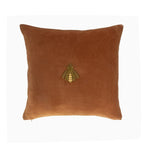 Golden Bee Silk Velvet Throw Pillow Cover X 20, front view - House Of Avana