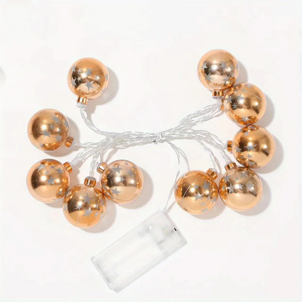 Golden Christmas Ball Lights - Battery Operated String for Tree & Home Decor - House Of Avana