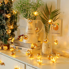 Golden Christmas Ball Lights - Battery Operated String for Tree & Home Decor - House Of Avana