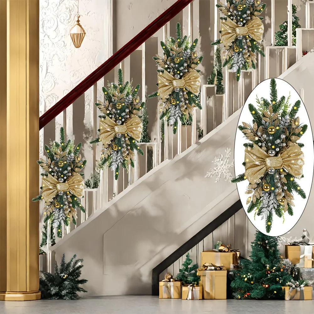 Golden Christmas Decorations 24inch Staircase and Window Ornaments - House Of Avana