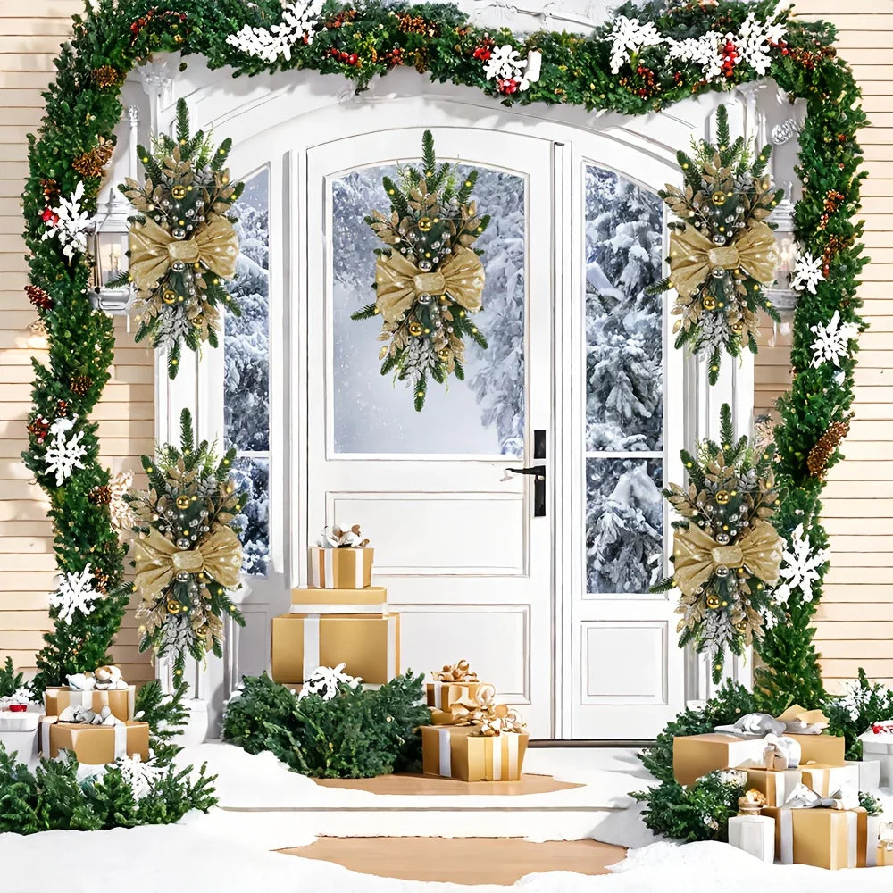 Golden Christmas Decorations 24inch Staircase and Window Ornaments - House Of Avana