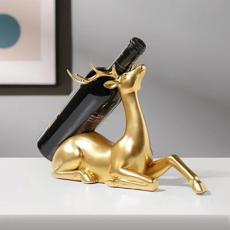 Golden Deer Figurines European Fengshui Ornaments Resin Handmade Art Crafts Animal Statue for Home... - House Of Avana