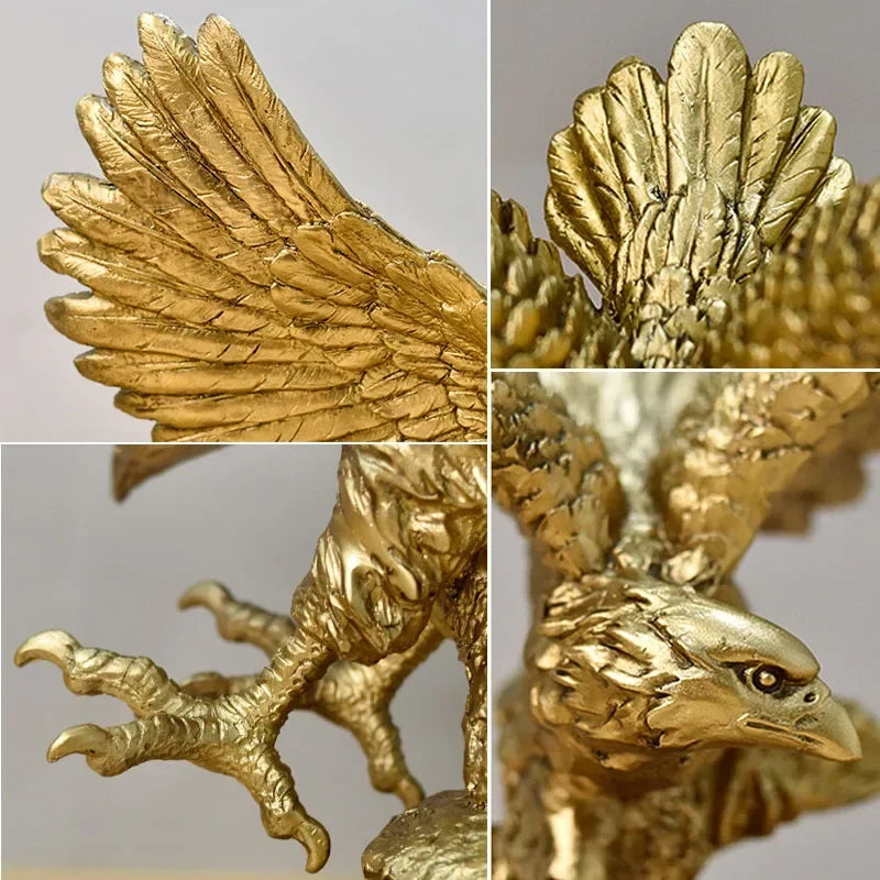 Nordic Resin Golden Eagle Animal Figurines Hawk Statue Craft Sculpture Ornament Home Living Room Office Desktop Cabinet Decor - House Of Avana