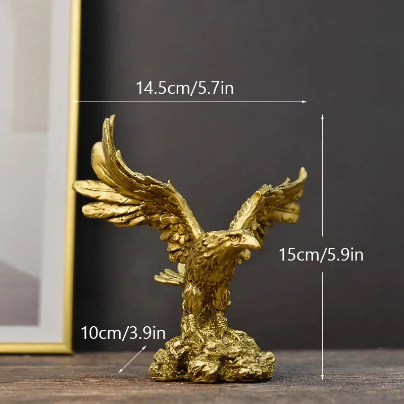 Nordic Resin Golden Eagle Animal Figurines Hawk Statue Craft Sculpture Ornament Home Living Room Office Desktop Cabinet Decor - House Of Avana