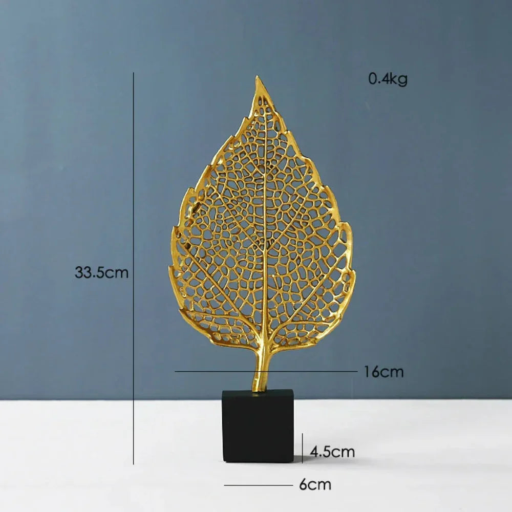 Golden Leaf Tabletop Sculpture, lifestyle image - House Of Avana