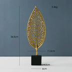 Golden Leaf Tabletop Sculpture, angled view - House Of Avana