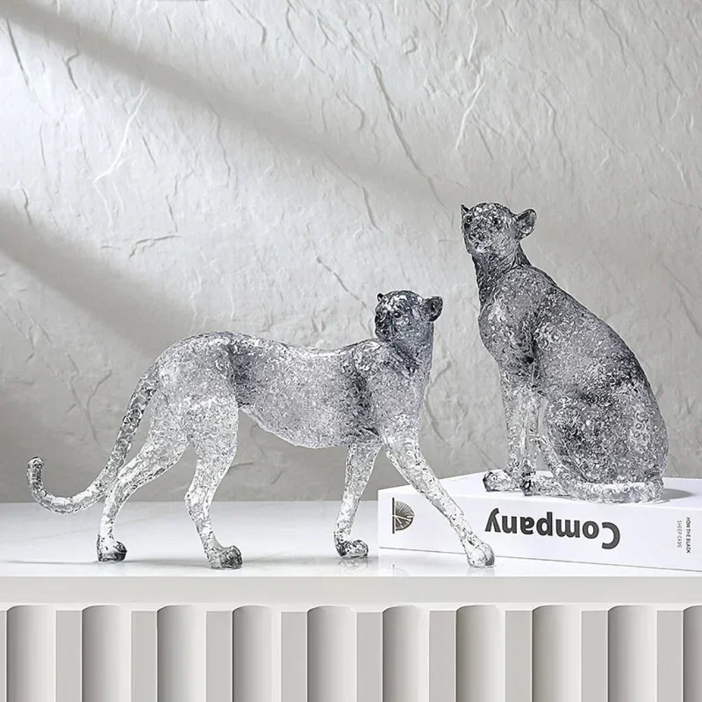 Animal Sculpture - Golden Leopard Ornament | Animal Sculpture | side view | Modern home decor | House of Avana