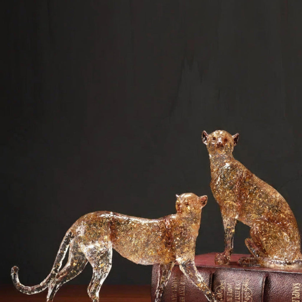 Animal Sculpture - Golden Leopard Ornament | Animal Sculpture | close-up | Modern home decor | House of Avana