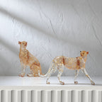 Animal Sculpture - Golden Leopard Ornament | Animal Sculpture | front view | Modern home decor | House of Avana