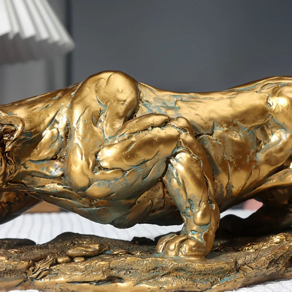 Golden Leopard Statue - House Of Avana