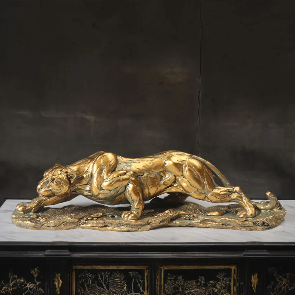 Golden Leopard Statue - House Of Avana