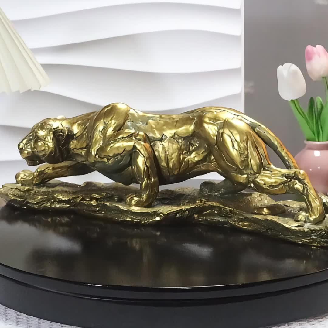 Golden Leopard Statue - House Of Avana