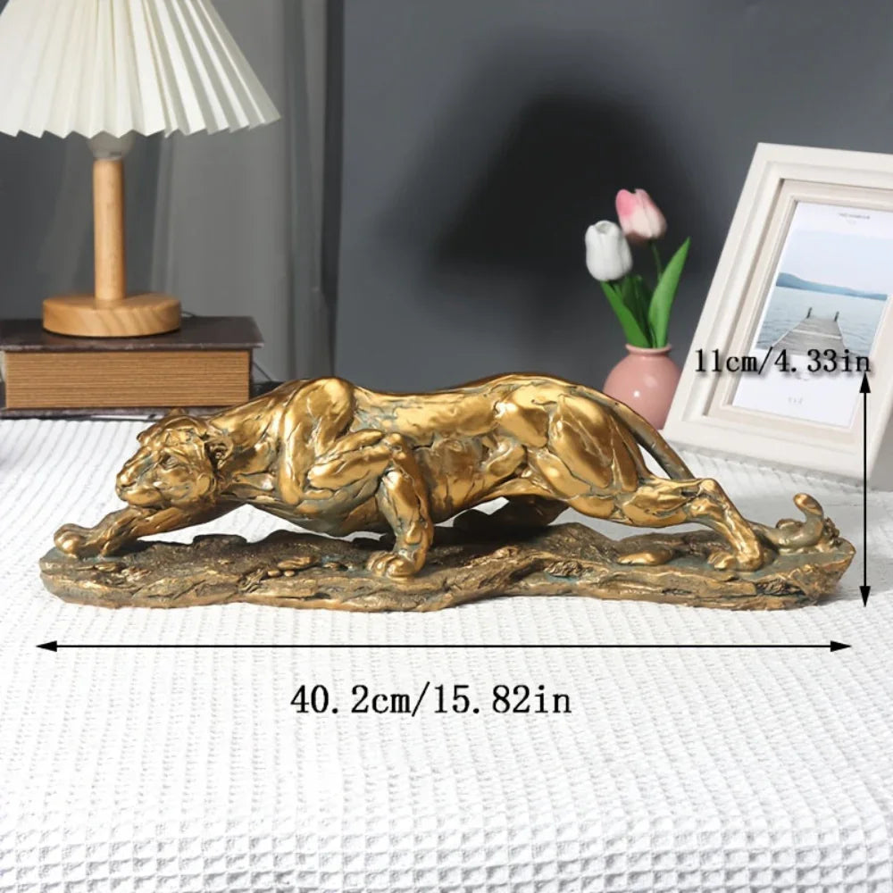 Golden Leopard Statue - House Of Avana