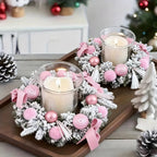 1pc Large Artificial Wreath Centerpiece with Pine Leaves & Golden Accents - Elegant Winter Holiday Decor for Dining Table, Fireplace, or Window - Handmade Plastic, Candle Holder & Wall Hanging Decoration, Christmas Decoration House Of Avana [[SKU:HOA-FLR-006]]