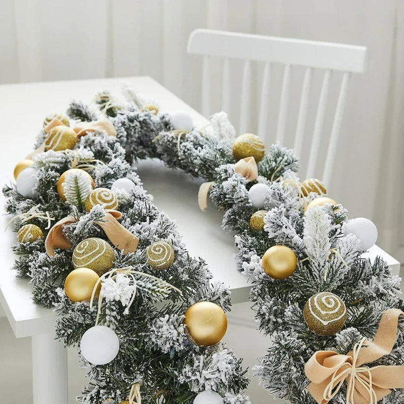 1pc Large Artificial Wreath Centerpiece with Pine Leaves & Golden Accents - Elegant Winter Holiday Decor for Dining Table, Fireplace, or Window - Handmade Plastic, Candle Holder & Wall Hanging Decoration, Christmas Decoration House Of Avana [[SKU:HOA-FLR-006]]