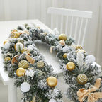 1pc Large Artificial Wreath Centerpiece with Pine Leaves & Golden Accents - Elegant Winter Holiday Decor for Dining Table, Fireplace, or Window - Handmade Plastic, Candle Holder & Wall Hanging Decoration, Christmas Decoration House Of Avana [[SKU:HOA-FLR-006]]
