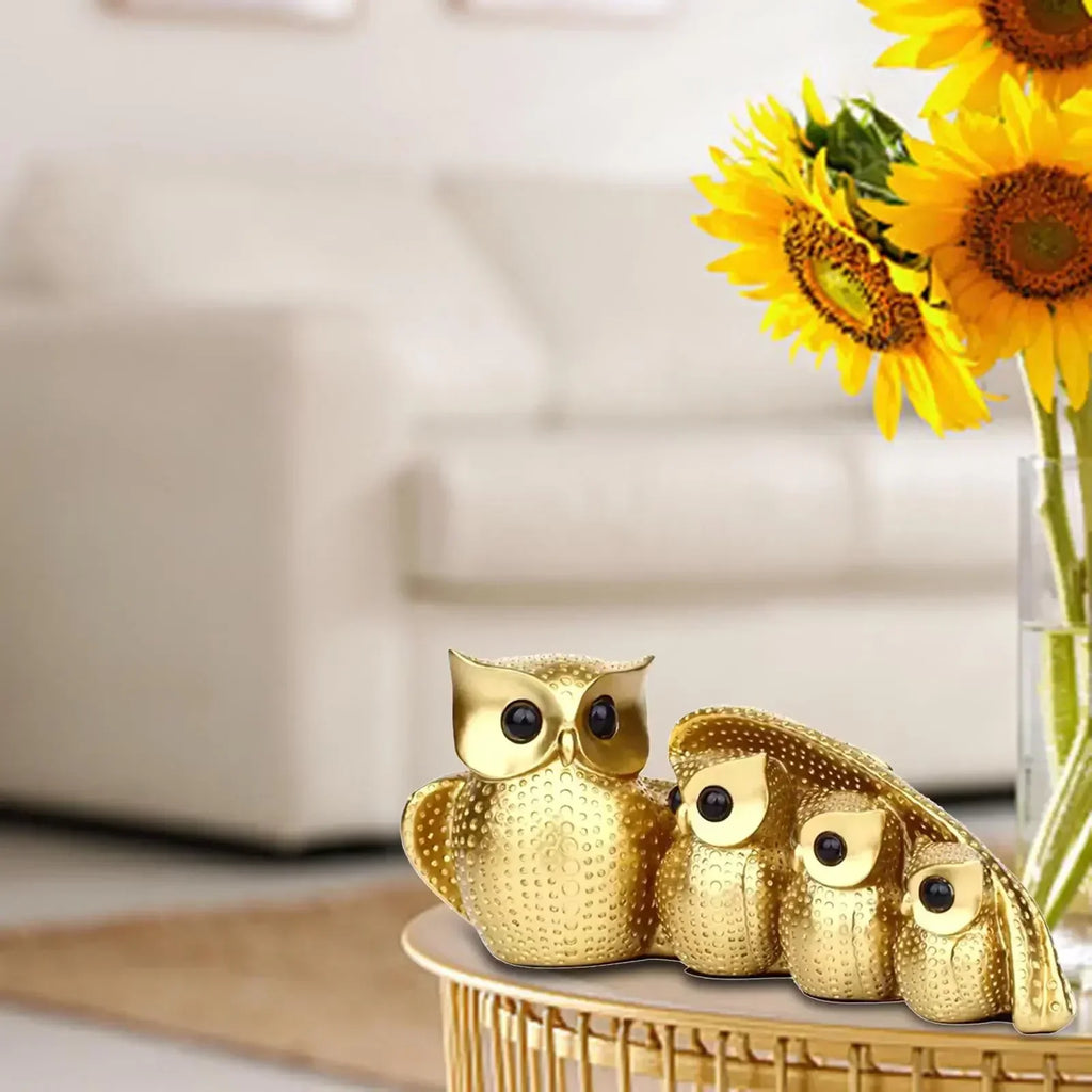 Owl Statue Family of Four Owl Statue Owl Decorative Figurines Home Decor Animal Sculpture Bird Home Decor Home Decoration Crafts - House Of Avana