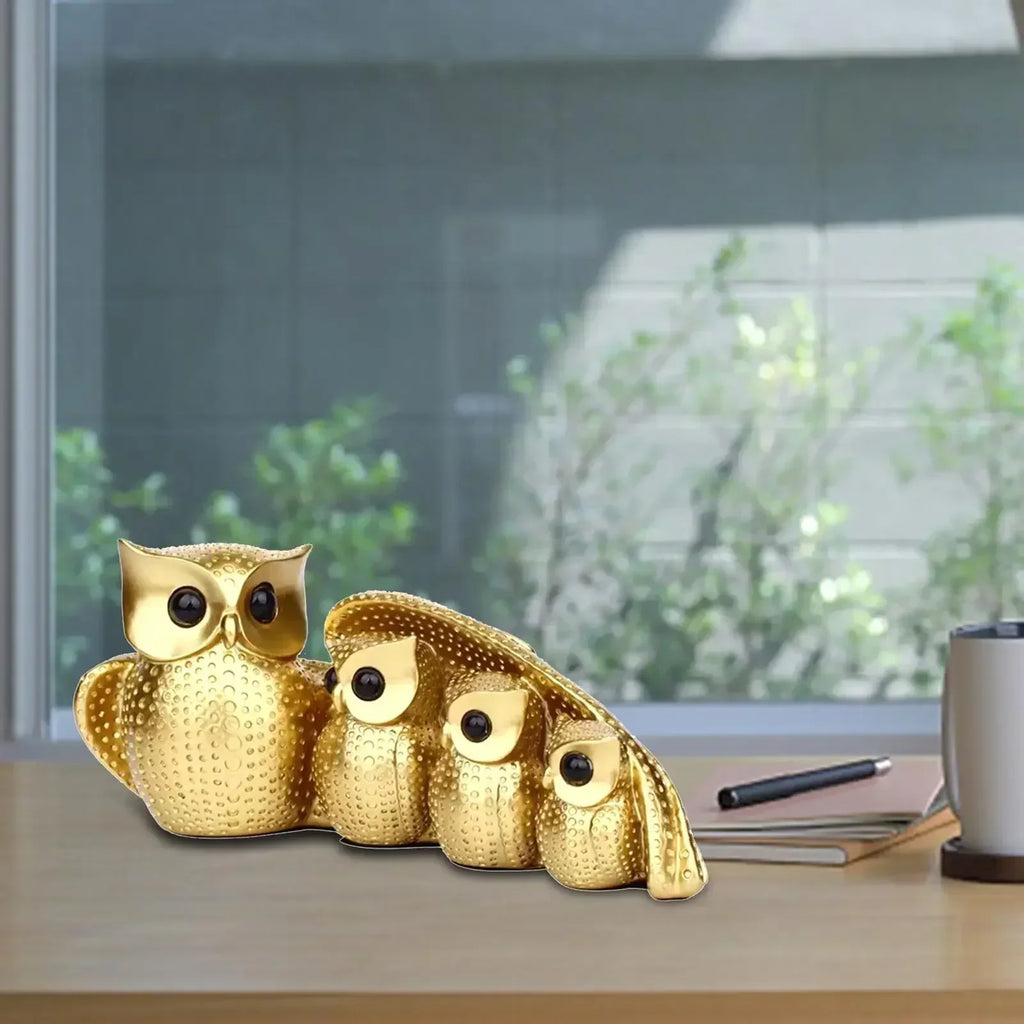 Owl Statue Family of Four Owl Statue Owl Decorative Figurines Home Decor Animal Sculpture Bird Home Decor Home Decoration Crafts - House Of Avana