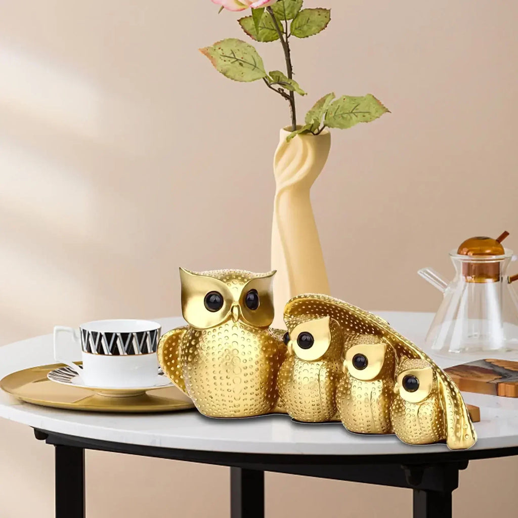 Owl Statue Family of Four Owl Statue Owl Decorative Figurines Home Decor Animal Sculpture Bird Home Decor Home Decoration Crafts - House Of Avana