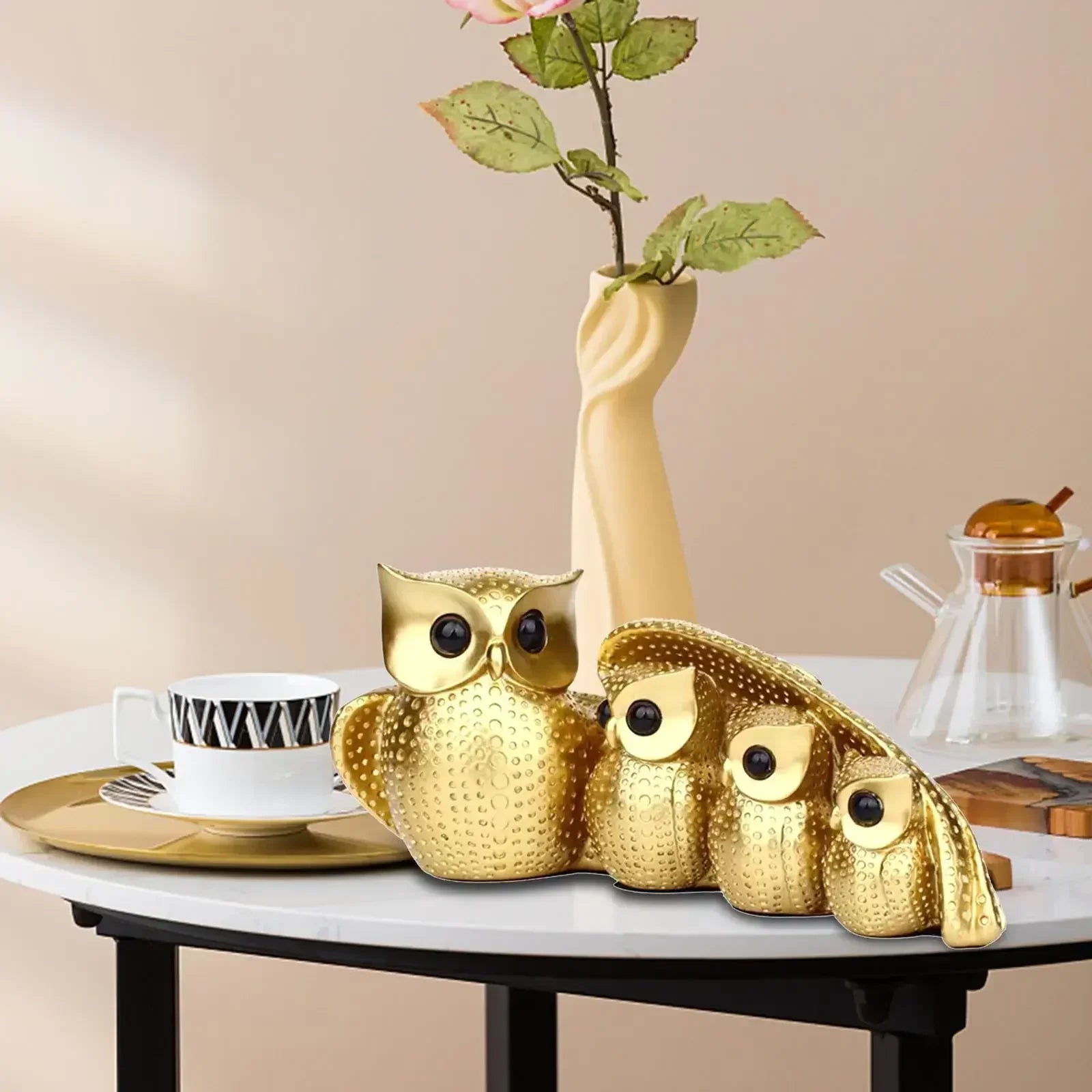 Owl Statue Family of Four Owl Statue Owl Decorative Figurines Home Decor Animal Sculpture Bird Home Decor Home Decoration Crafts - House Of Avana