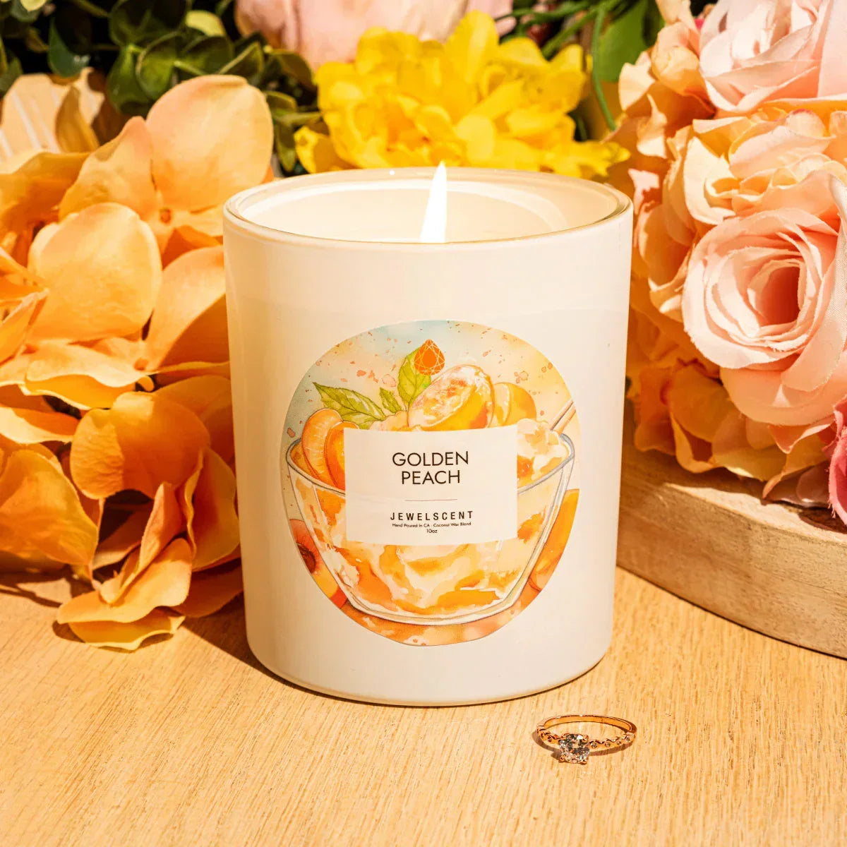 Golden Peach 10oz Signature Jewelry  Candle JewelScent
