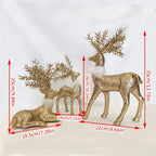 3pcs Golden Christmas Reindeer Statue Ornaments, Holiday Decor with Antler Shaped Branches for Tabletop Display - Perfect Gift Box Filler and Shelf or Mantelpiece Accent, Festive Decorations, Decorative Ornaments, Detailed Cr House Of Avana [[SKU:HOA-SCU-213]]