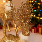 3pcs Golden Christmas Reindeer Statue Ornaments, Holiday Decor with Antler Shaped Branches for Tabletop Display - Perfect Gift Box Filler and Shelf or Mantelpiece Accent, Festive Decorations, Decorative Ornaments, Detailed Cr House Of Avana [[SKU:HOA-SCU-213]]