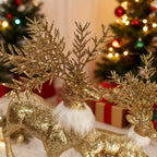 3pcs Golden Christmas Reindeer Statue Ornaments, Holiday Decor with Antler Shaped Branches for Tabletop Display - Perfect Gift Box Filler and Shelf or Mantelpiece Accent, Festive Decorations, Decorative Ornaments, Detailed Cr House Of Avana [[SKU:HOA-SCU-213]]