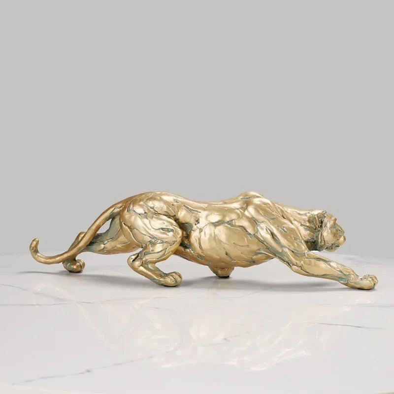 Retro Cheetah Statue Animal Figurine Panther Leopard Sculpture Home Office Table Desktop Decor Ornaments Gifts - House Of Avana