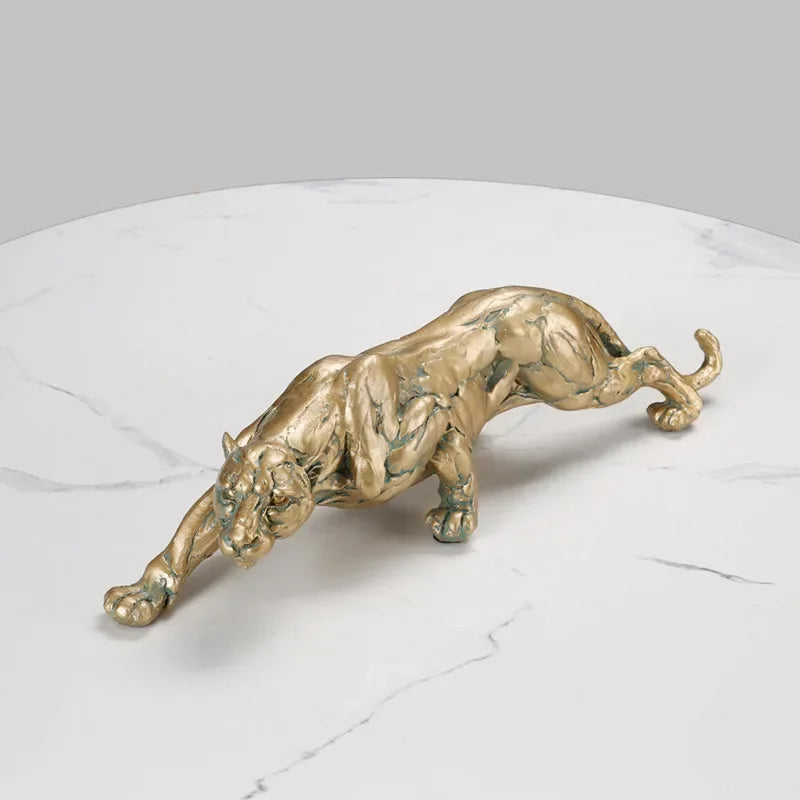 Retro Cheetah Statue Animal Figurine Panther Leopard Sculpture Home Office Table Desktop Decor Ornaments Gifts - House Of Avana