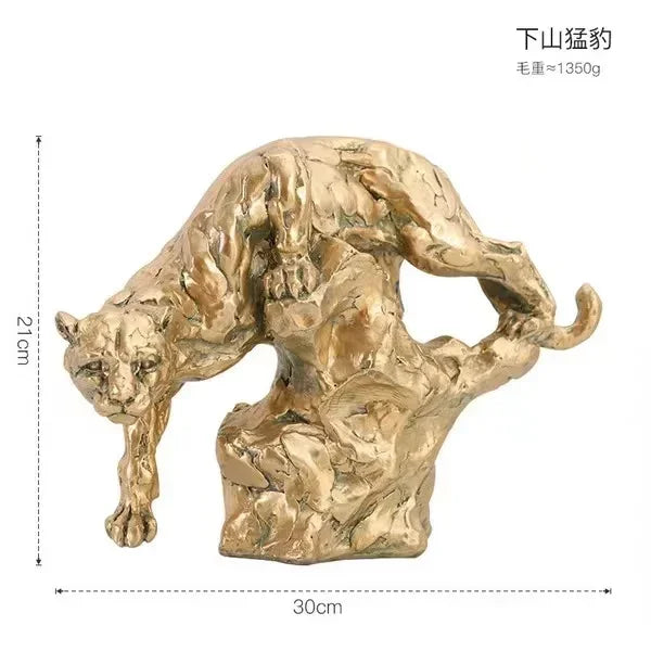 Retro Cheetah Statue Animal Figurine Panther Leopard Sculpture Home Office Table Desktop Decor Ornaments Gifts - House Of Avana