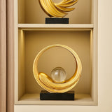 Modern Abstract Golden Circle Crystal Ball Sculpture House Of Avana