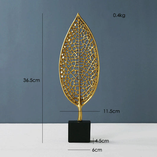 Golden Leaf Tabletop Sculpture Large House Of Avana