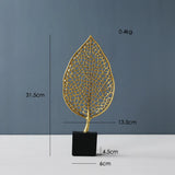 Golden Leaf Tabletop Sculpture Small House Of Avana