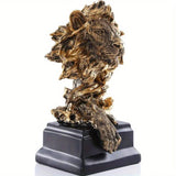 Lion King Statue - Golden Sandstone King of Beasts Figurine, Dynamic Pose with Fierce Expression, Ideal for Home & Study Decor, Great Collectible Gift, Lion Wall Decor - House Of Avana