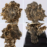 Lion King Statue - Golden Sandstone King of Beasts Figurine, Dynamic Pose with Fierce Expression, Ideal for Home & Study Decor, Great Collectible Gift, Lion Wall Decor - House Of Avana