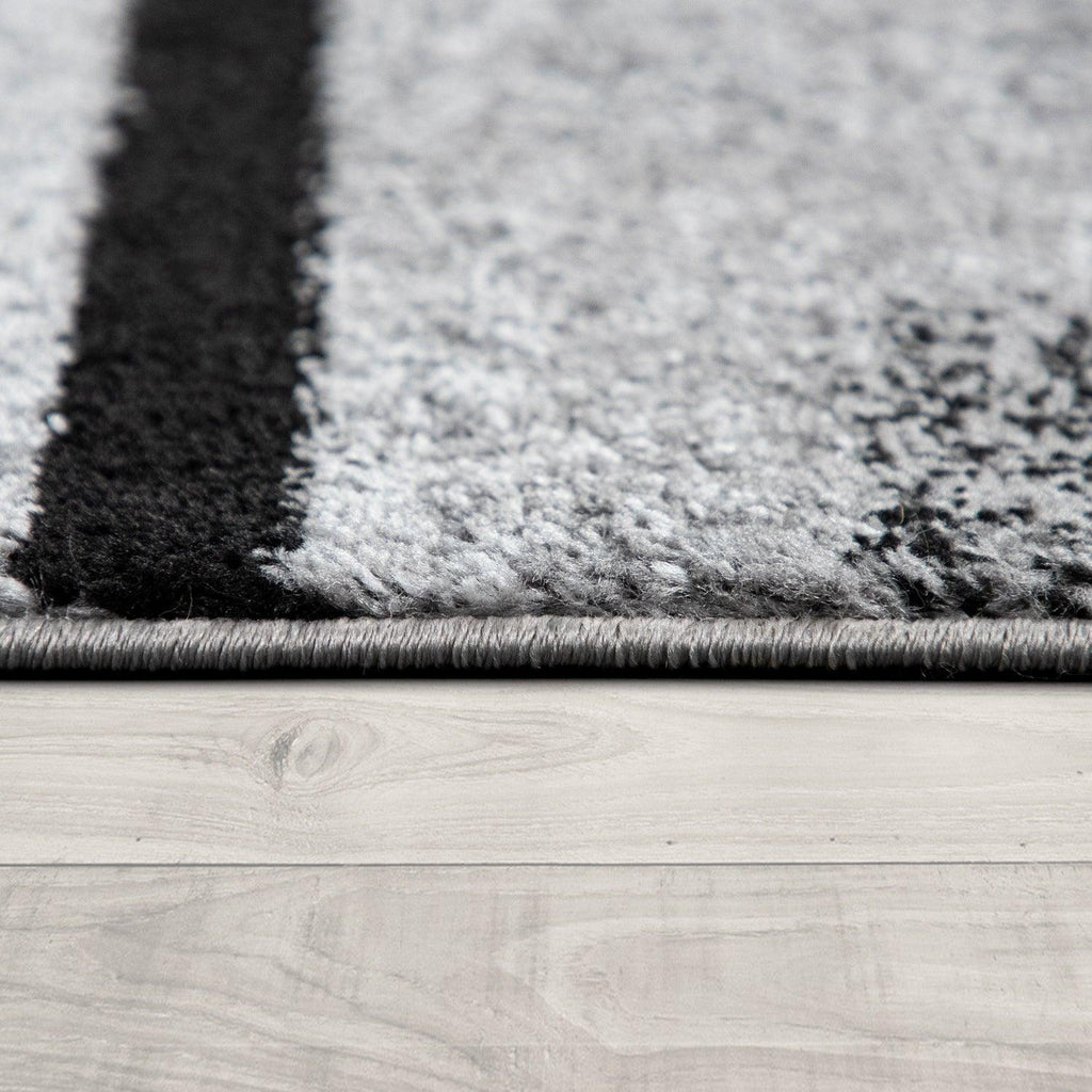 Gray Black Area Rug Mondial Modern Paint Effect, side view - House Of Avana