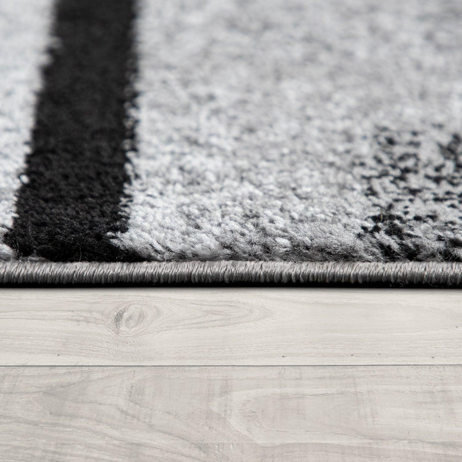 Gray Black Area Rug Mondial Modern Paint Effect, side view - House Of Avana