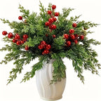 20pcs Realistic Artificial Pine Branches with Red Berries - Green Plastic Christmas Sprigs for DIY Wreaths, Garlands, Table Centerpieces, Winter & Holiday Decor (Vase Not Included) - Fake Pine Needles for Home Decoration, Chr House Of Avana [[SKU:HOA-FLR-028]]