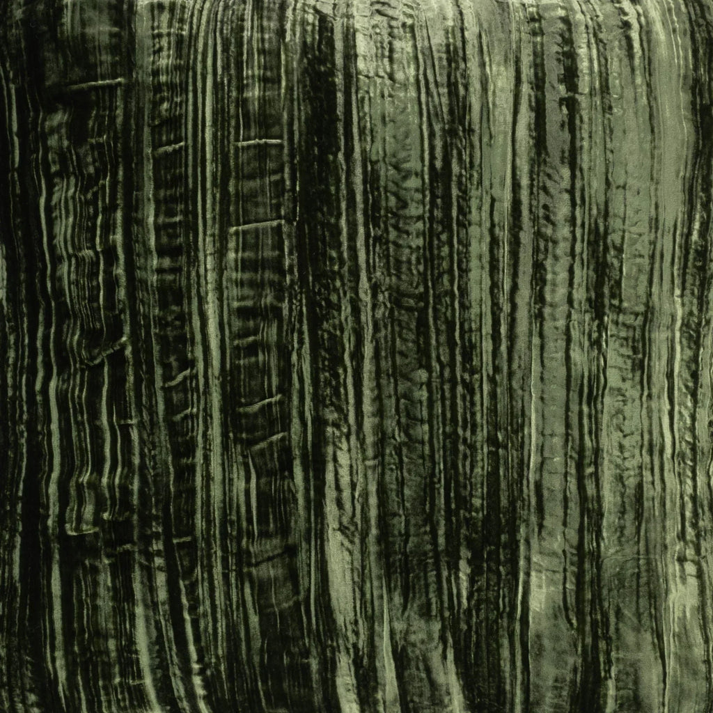 Green Silk Velvet Throw Pillow, Beige Fringes 20" X 20", top view - House Of Avana