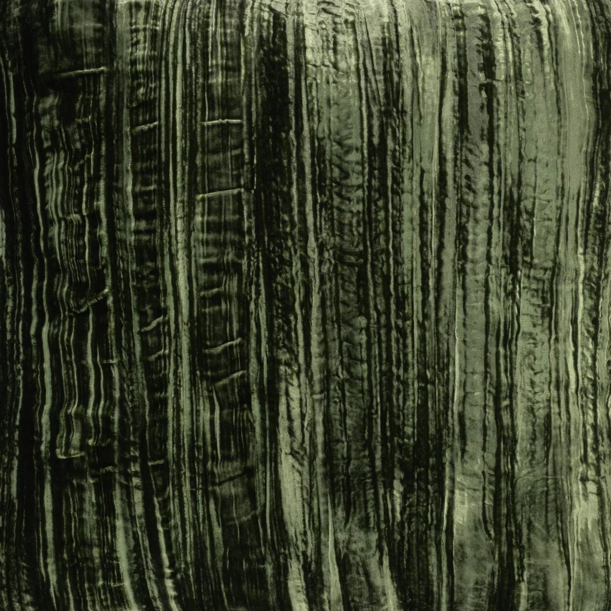 Green Silk Velvet Throw Pillow, Beige Fringes 20" X 20", top view - House Of Avana