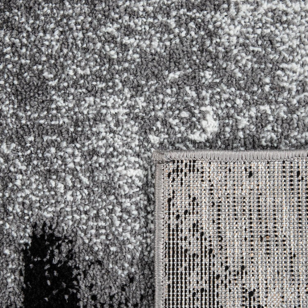 Grey White Area Rug Modern Design with Abstract Paint Effect, back view - House Of Avana