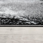 Grey White Area Rug Modern Design with Abstract Paint Effect, side view - House Of Avana
