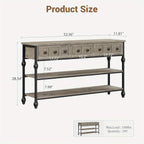 [Grey Wood Console Table] Grey 52'' Wood Accent Entryway Table Console Table with 3 Drawers and Storage Shelves for Living Room, Couch, Hallway, Foyer, Kitchen Counter House Of Avana