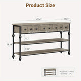 [Grey Wood Console Table] Grey 52'' Wood Accent Entryway Table Console Table with 3 Drawers and Storage Shelves for Living Room, Couch, Hallway, Foyer, Kitchen Counter House Of Avana