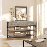[Grey Wood Console Table] Grey 52'' Wood Accent Entryway Table Console Table with 3 Drawers and Storage Shelves for Living Room, Couch, Hallway, Foyer, Kitchen Counter House Of Avana